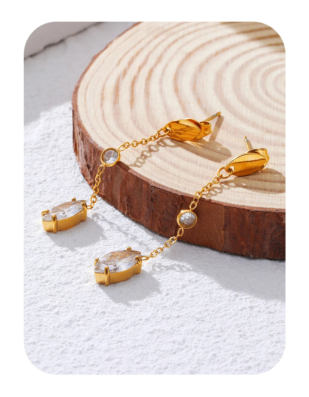 Drop Earrings Zircon Dangle — 316L Stainless Steel · PS451