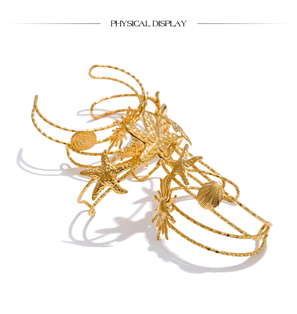 Shell Star Sun Bracelet — Gold-Plated Stainless Steel with Shell · PS2309