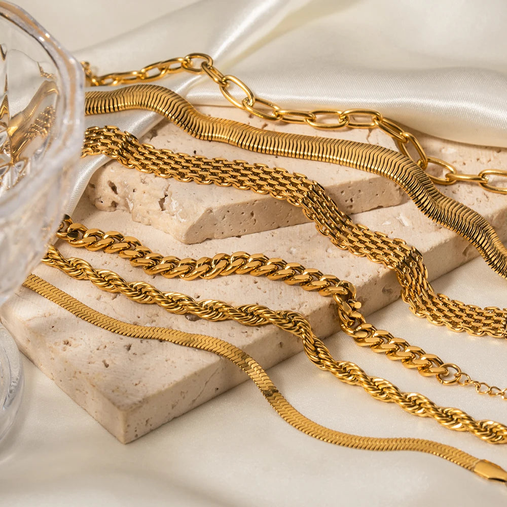 Layered Mesh Chain Bracelet Stack — Stainless Steel · PS014