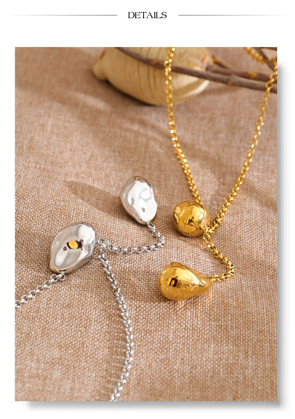 Geometric necklace in gold-plated stainless steel.