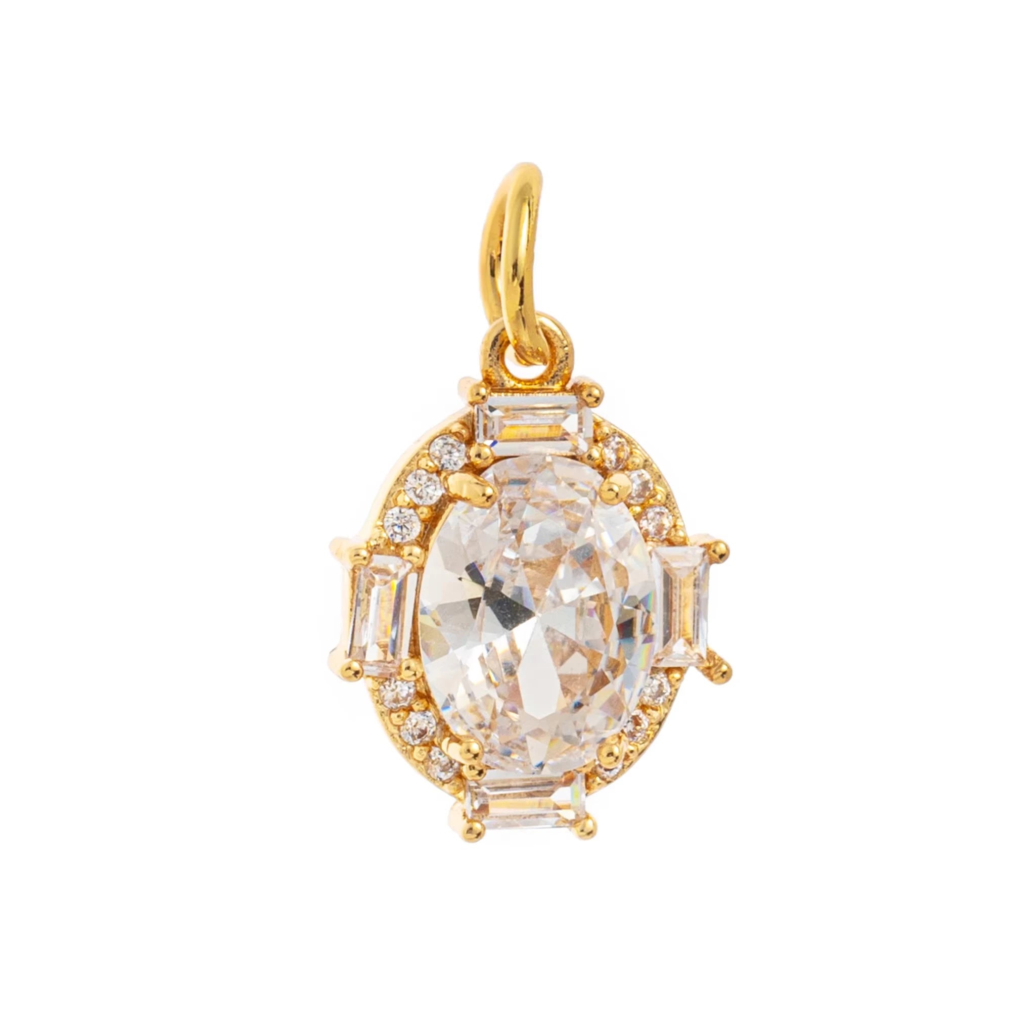 【DIY Pendant】18K Gold Plated Copper Birthstone Charm Pendant - PC010