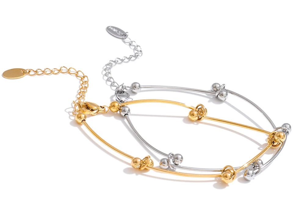 Minimalist Geometric Chain Bracelet — Gold-Plated Stainless Steel · PS1033