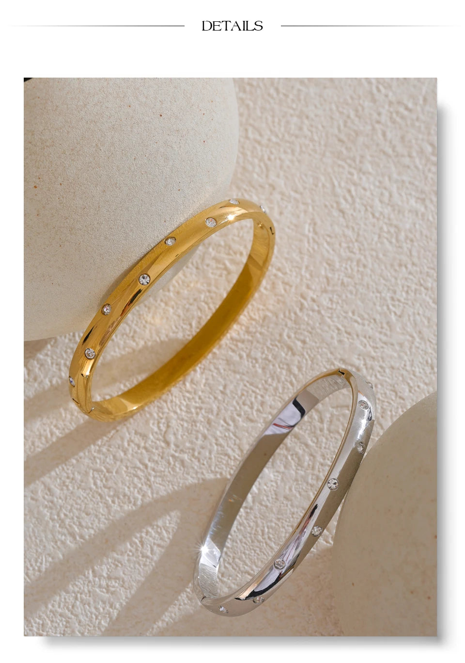 Cubic Zirconia Geometric Bracelet — Gold-Plated Stainless Steel with Cubic Zirconia · PS2150