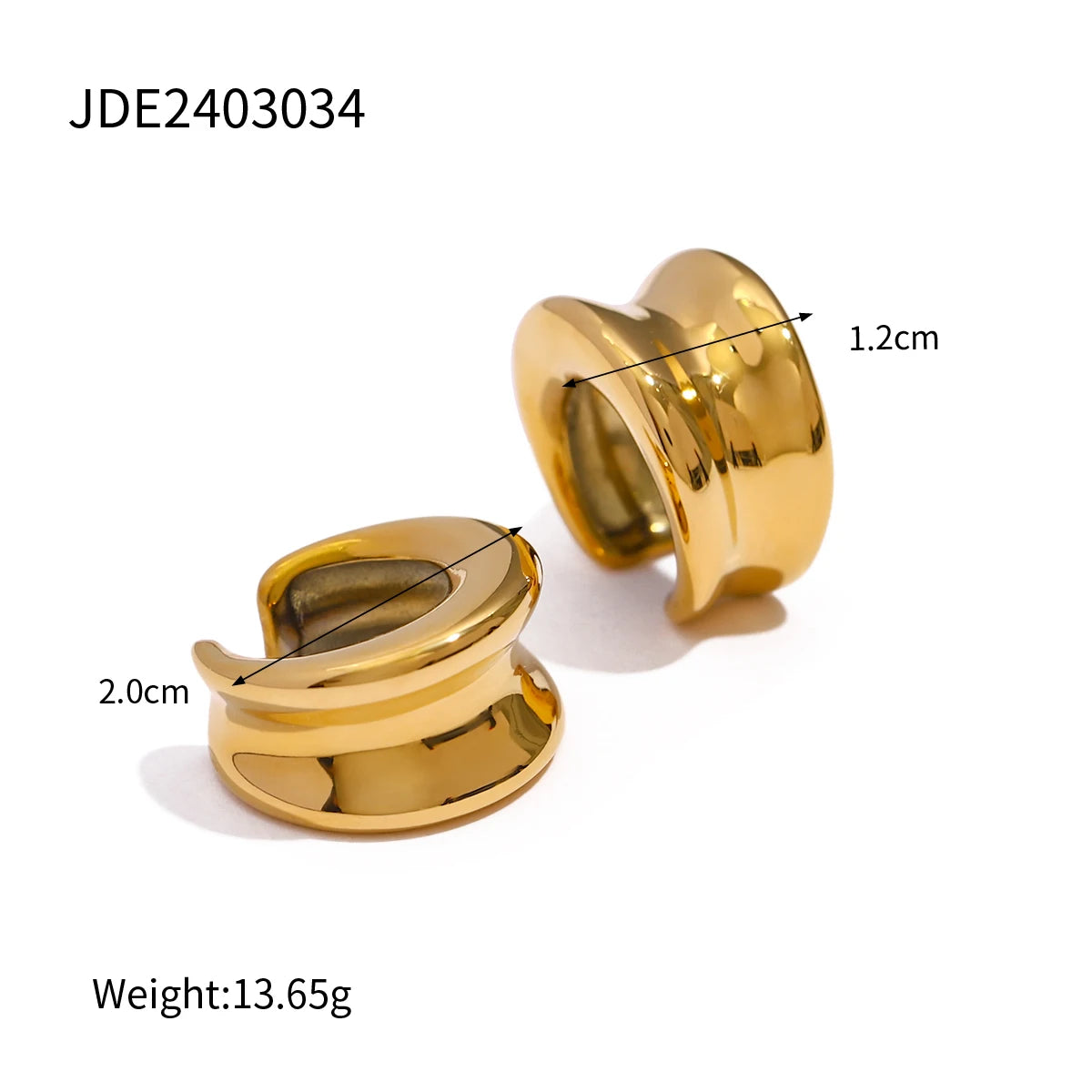 Thick Ear Clip Earrings — Stainless Steel