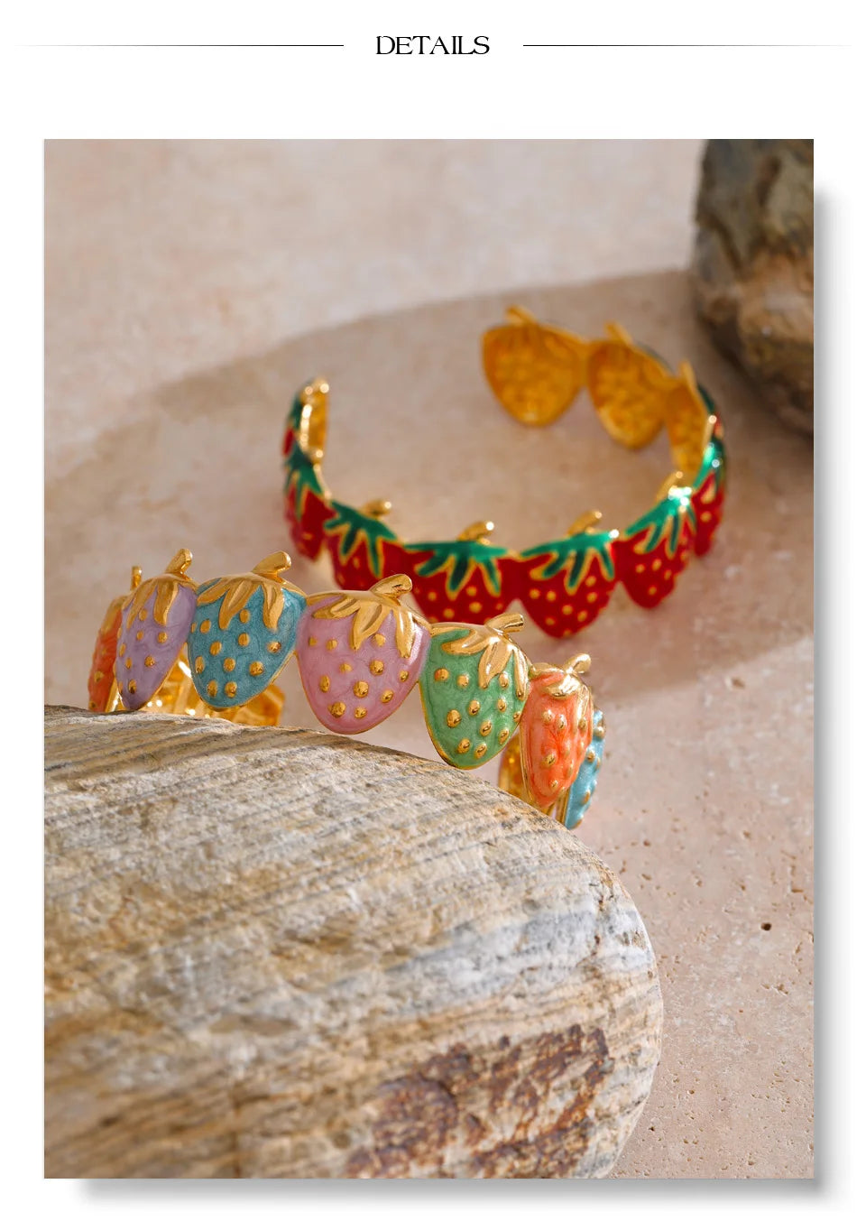 Red Enamel Multi-Color Bracelet — Gold-Plated Stainless Steel with Enamel · PS1601
