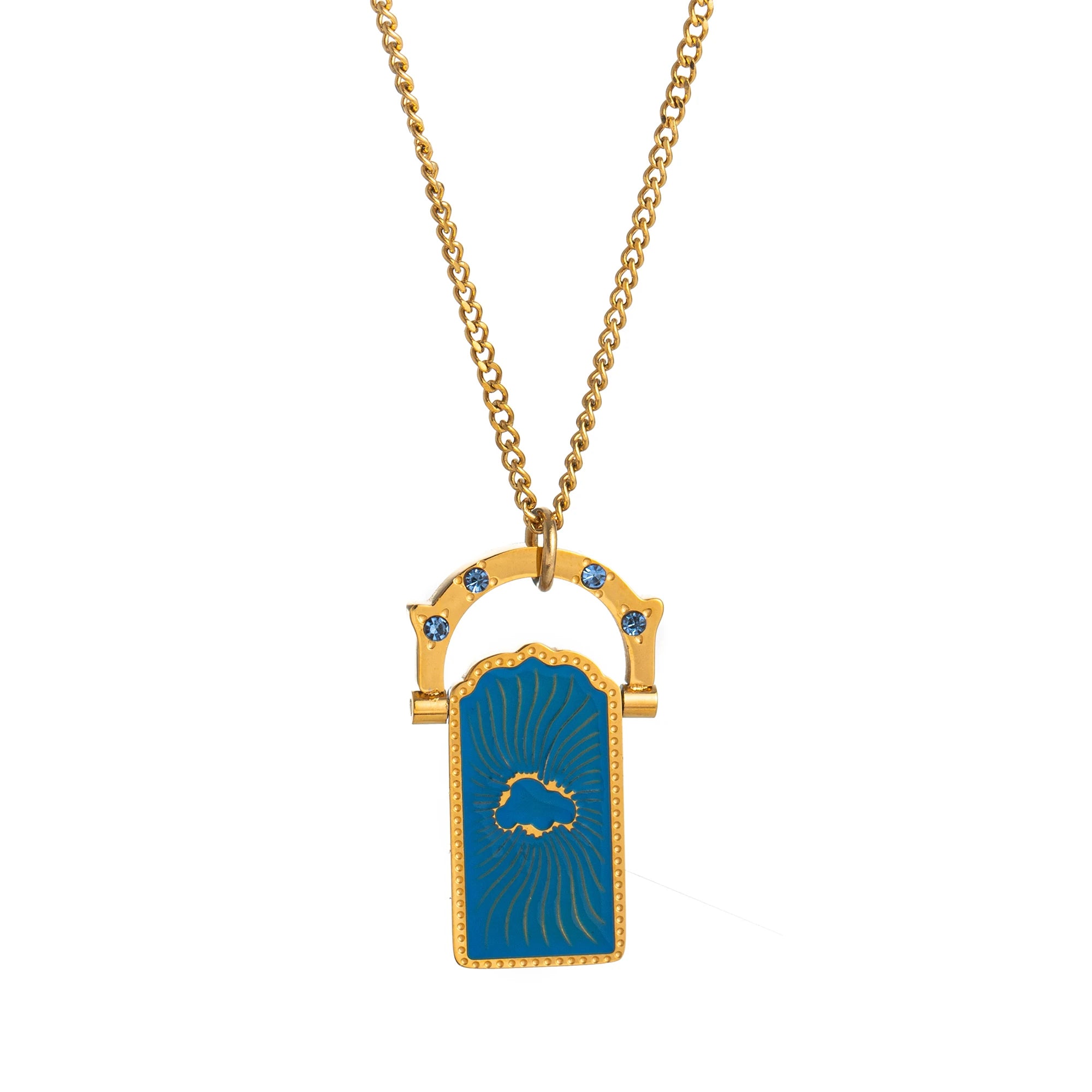 Retro Titanium Tarot Card Love Lucky Clover Rotating Sports Tree of Life Necklace Plated in 18k Gold