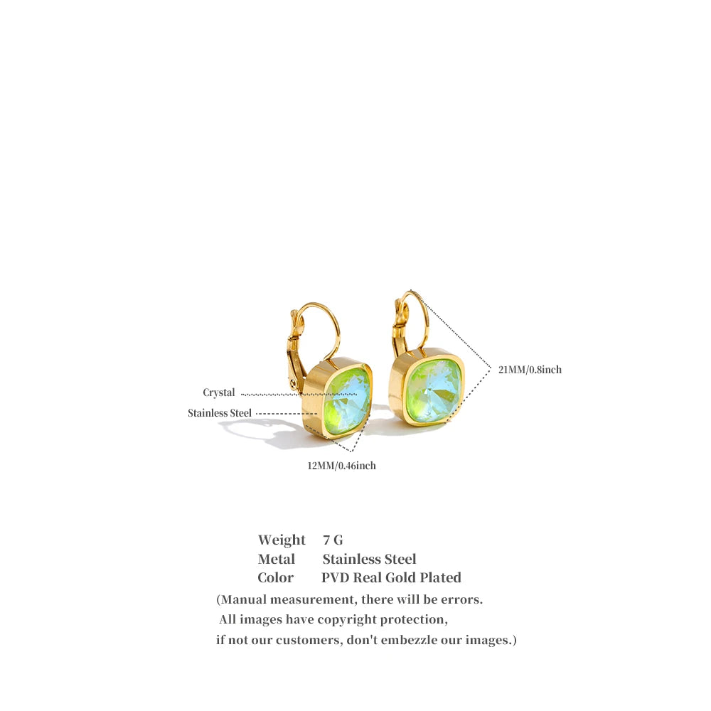 Crystal Multi-Color Geometric Earrings — Gold-Plated Stainless Steel with Crystal · PS1946