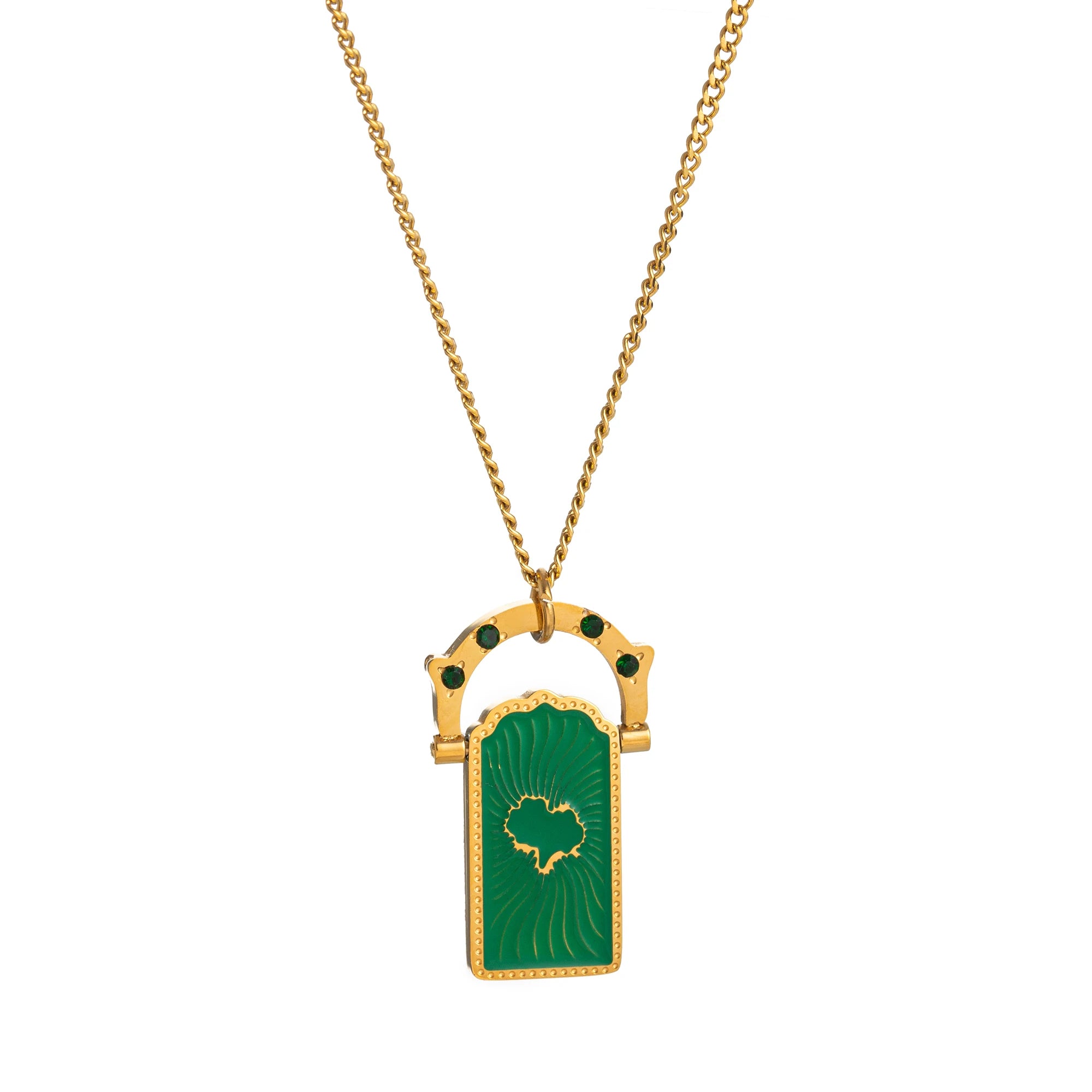 Retro Titanium Tarot Card Love Lucky Clover Rotating Sports Tree of Life Necklace Plated in 18k Gold