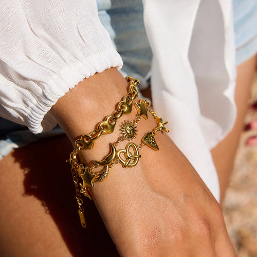 Celestial Charm Bracelet Stack — Stainless Steel · PS042