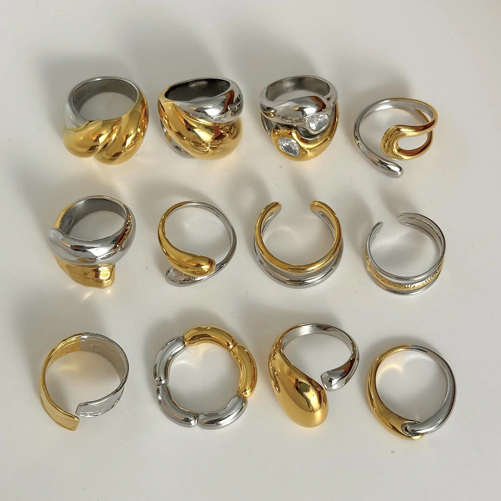 Pearl Shell Ring Stack — Stainless Steel · PS258