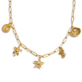 Cubic zirconia shell star necklace in gold-plated stainless steel with cubic zirconia and shell.