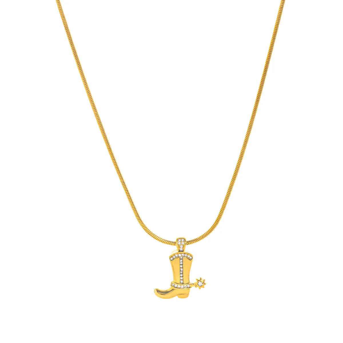 Stainless steel artistic retro cowboy boot cap horseshoe star necklace plated with real gold for color preservation