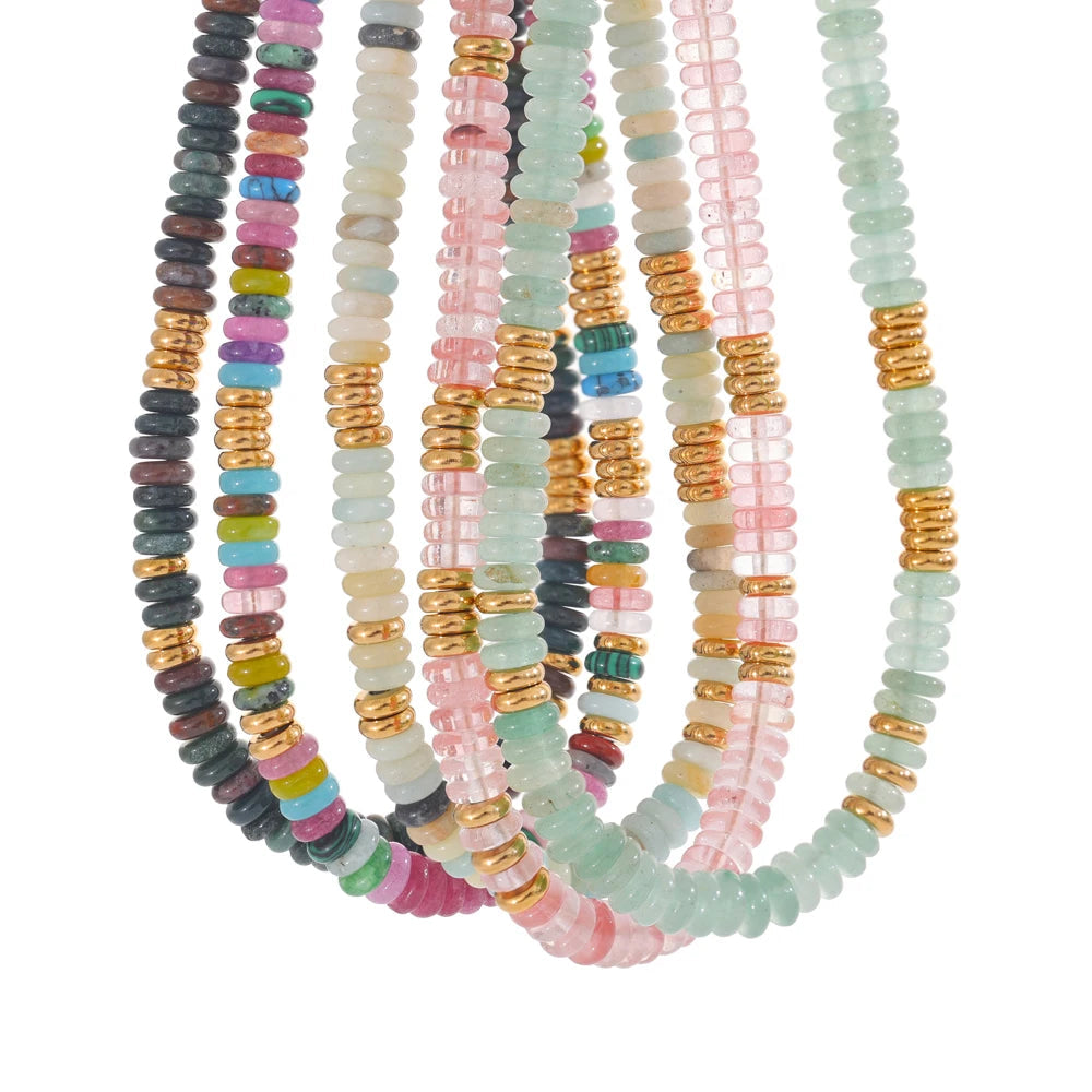 Gold-plated necklace with natural stone beads.
