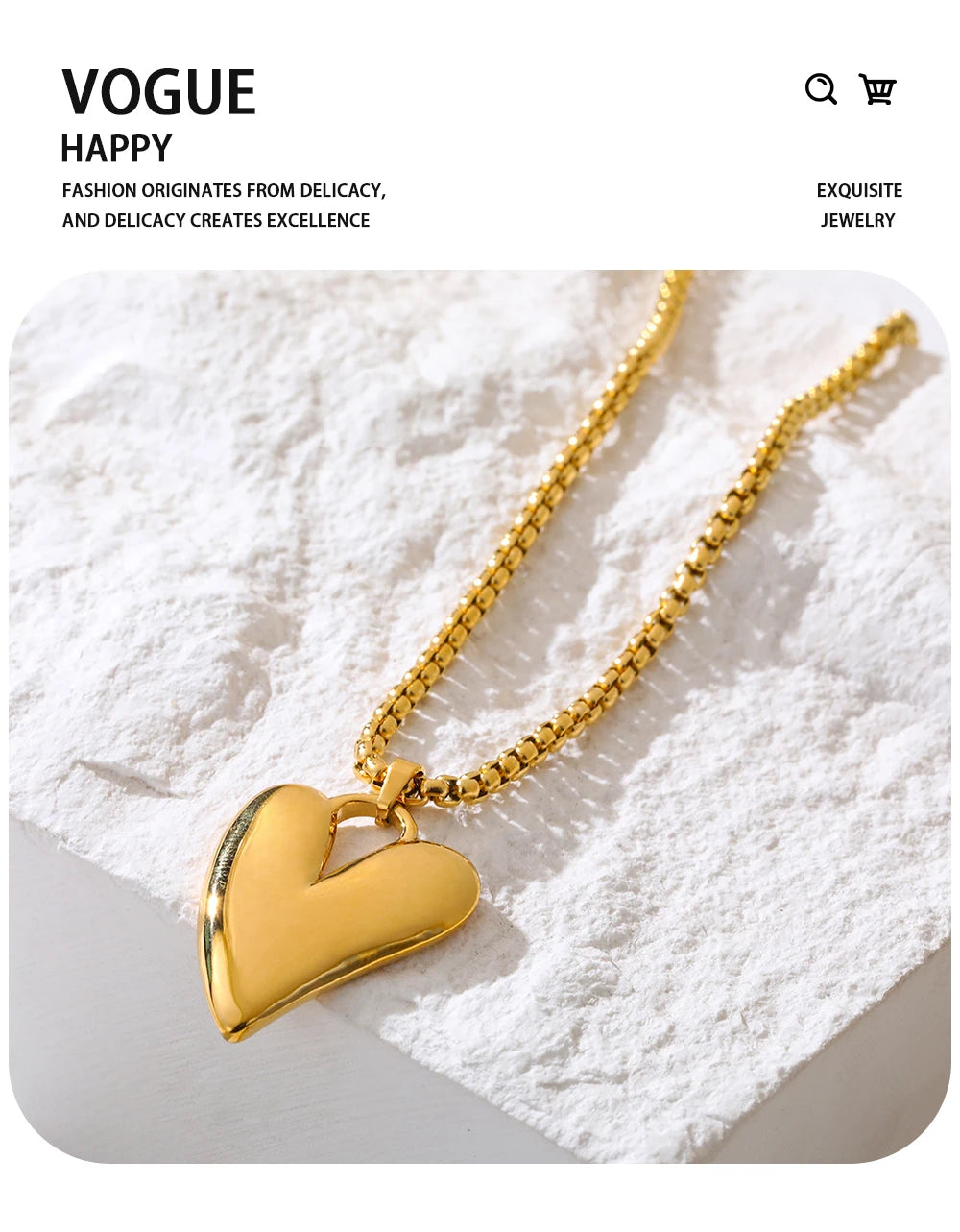 Irregular Heart Pendant Necklace — 316L Stainless Steel · PS412