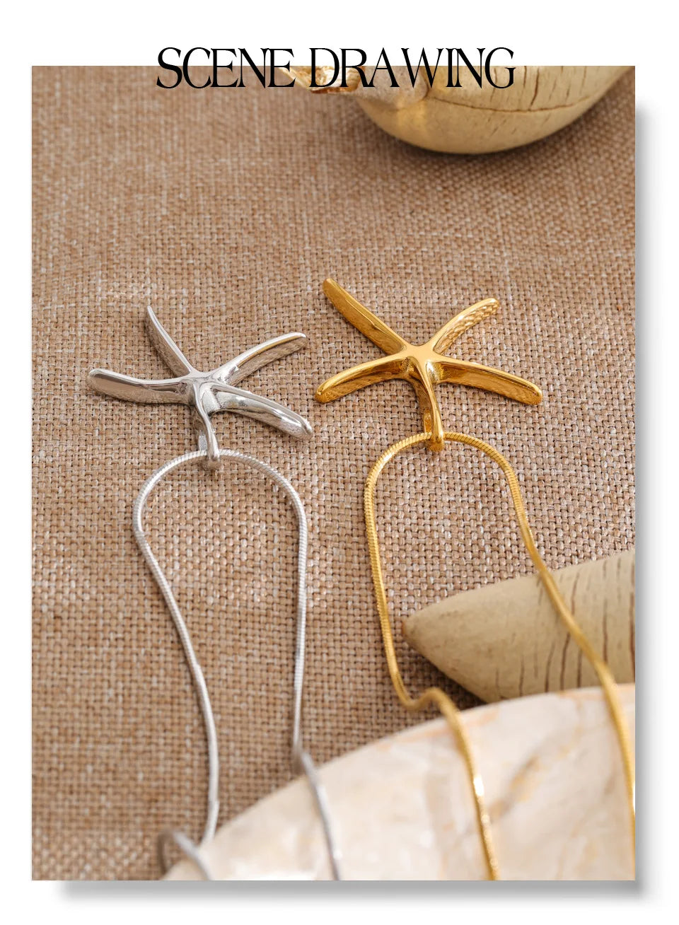 Star geometric necklace in gold-plated stainless steel.