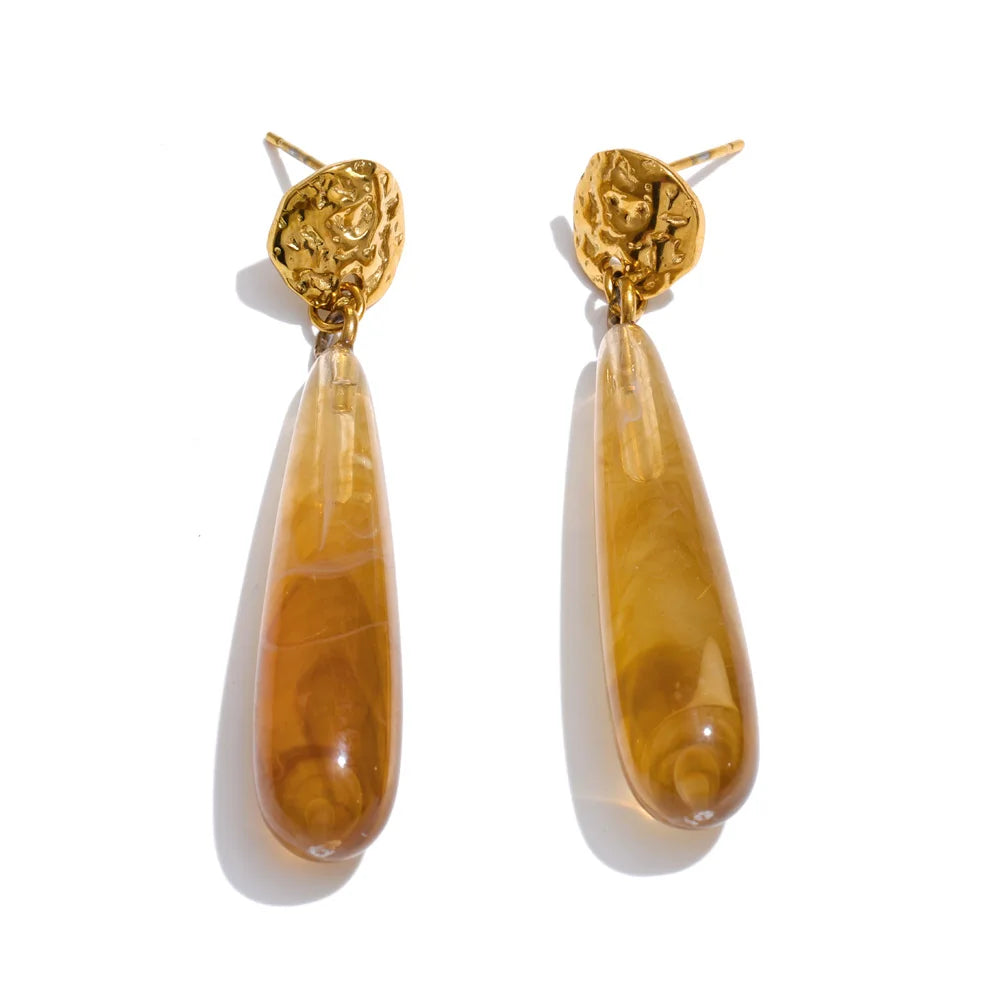 Resin Earrings — Gold-Plated Stainless Steel with Resin · PS2310