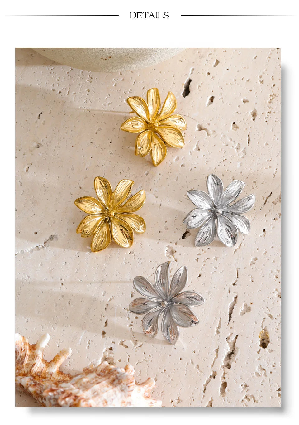 Flower Earrings — Gold-Plated Stainless Steel · PS2133
