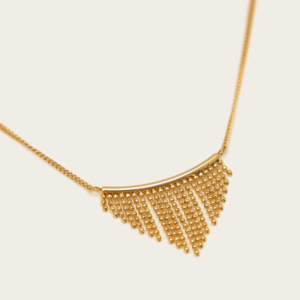 Chain Necklace Charm Beads Metal Tassels — 316L Stainless Steel · PS473