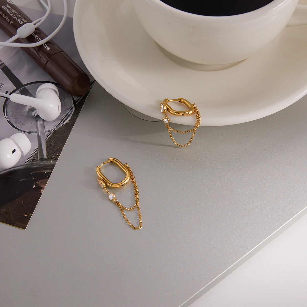 Waterdrop Tassel Earrings — Stainless Steel · PS376