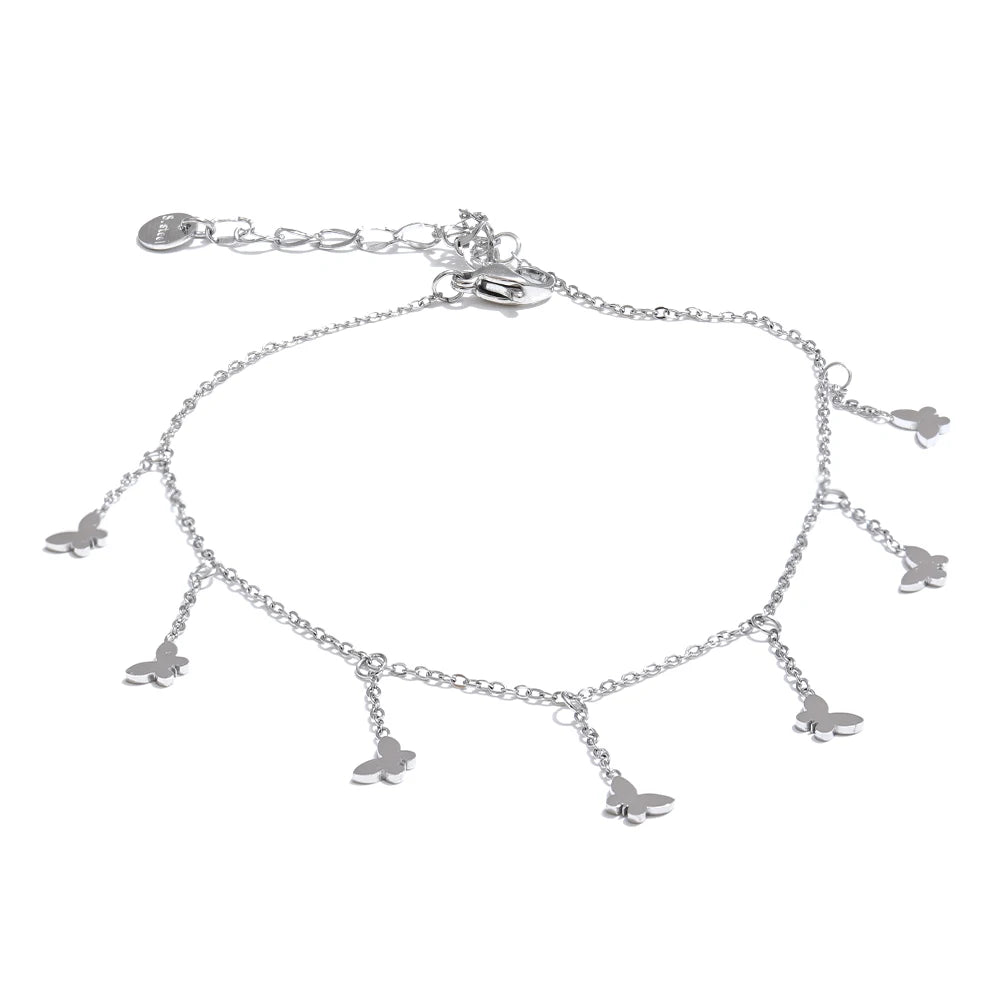 Butterfly Geometric Chain Anklet — Gold-Plated Stainless Steel · PS2247