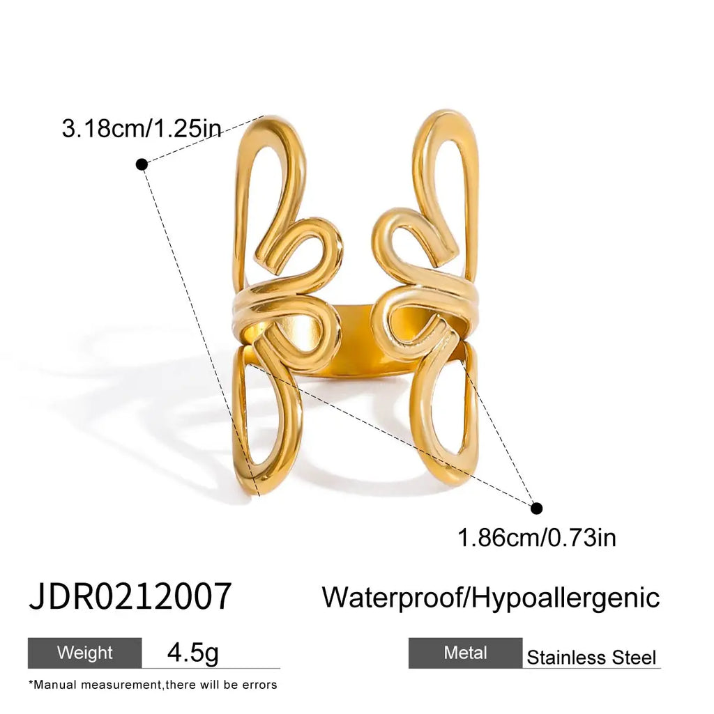 Flower Open Ring — Stainless Steel · PS308