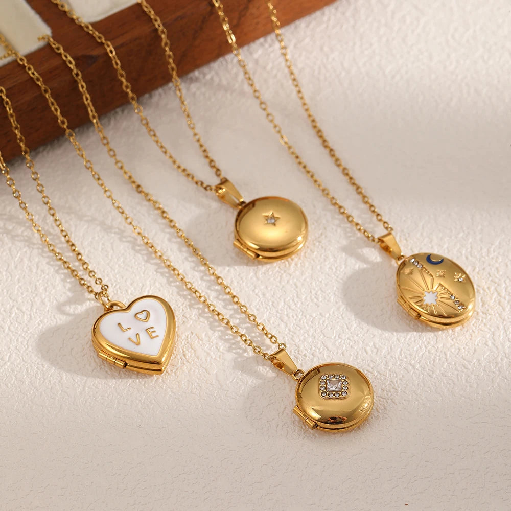 Personality Design Stainless Steel Can Be Opened And Closed Oval Photo Album necklace Valentine Gift for Her