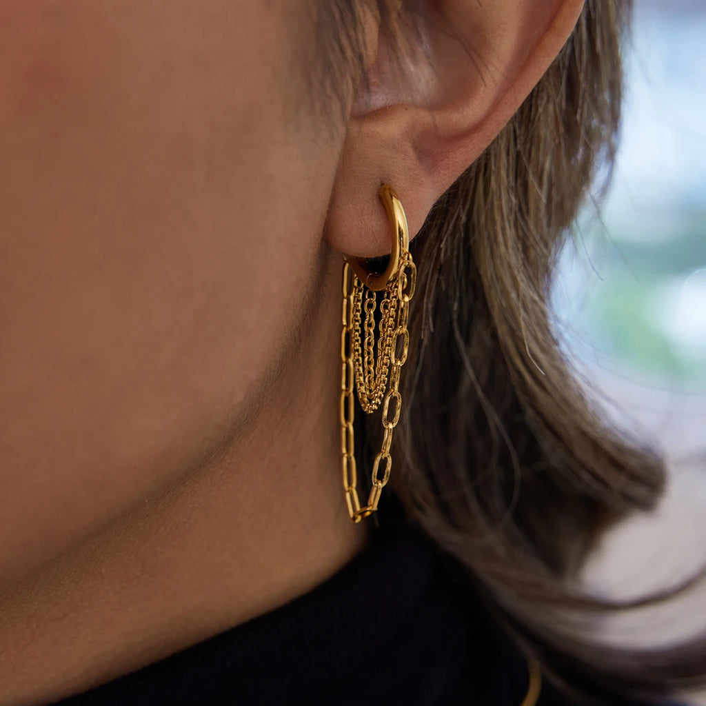 Chain Link Hoop Earrings — Stainless Steel · PS090