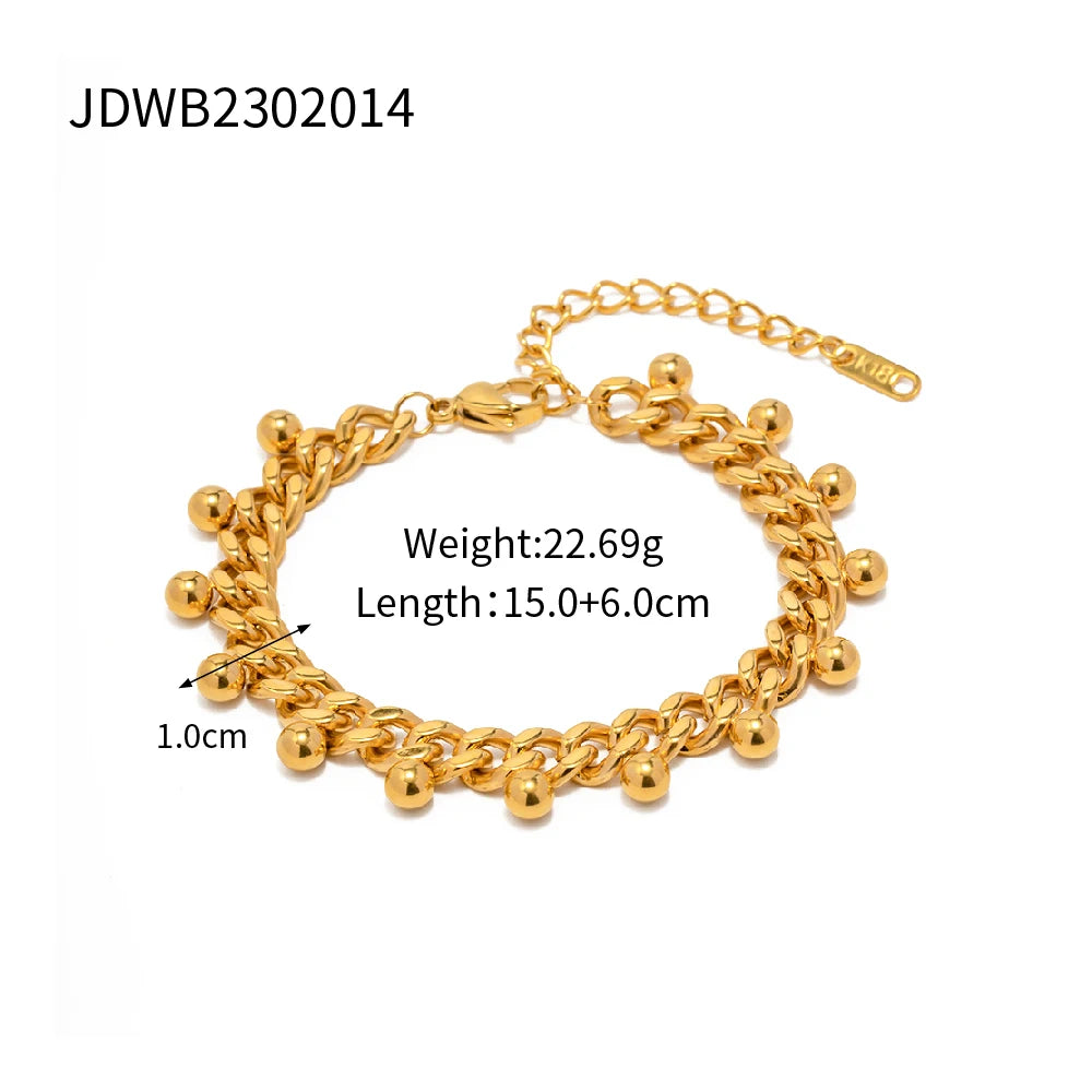 Chunky Bead Chain Bracelet — Stainless Steel · PS013