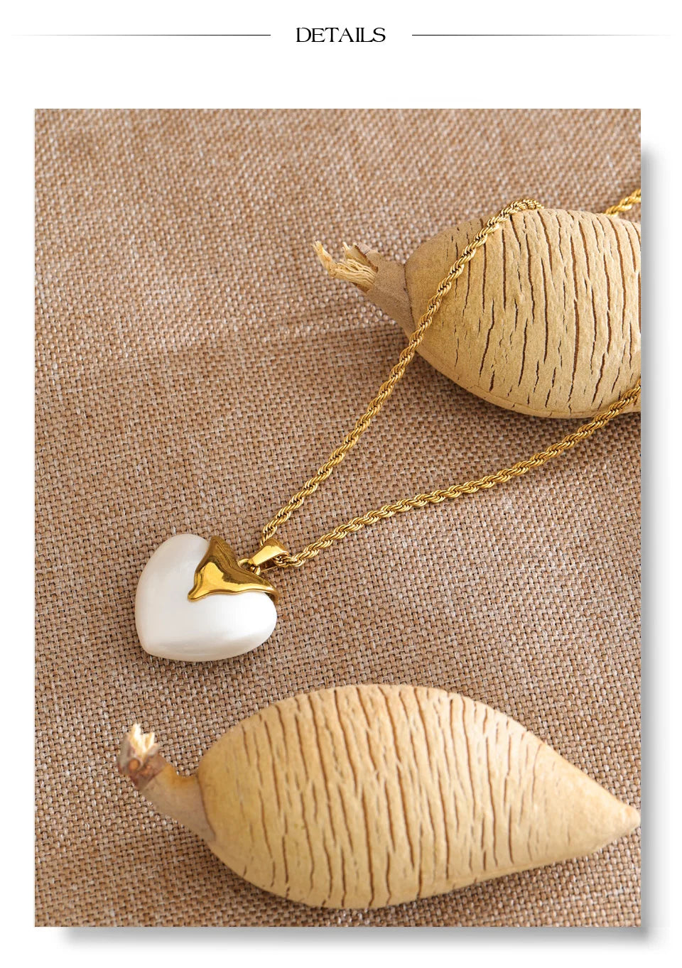Pearl heart necklace in gold-plated stainless steel with pearl.