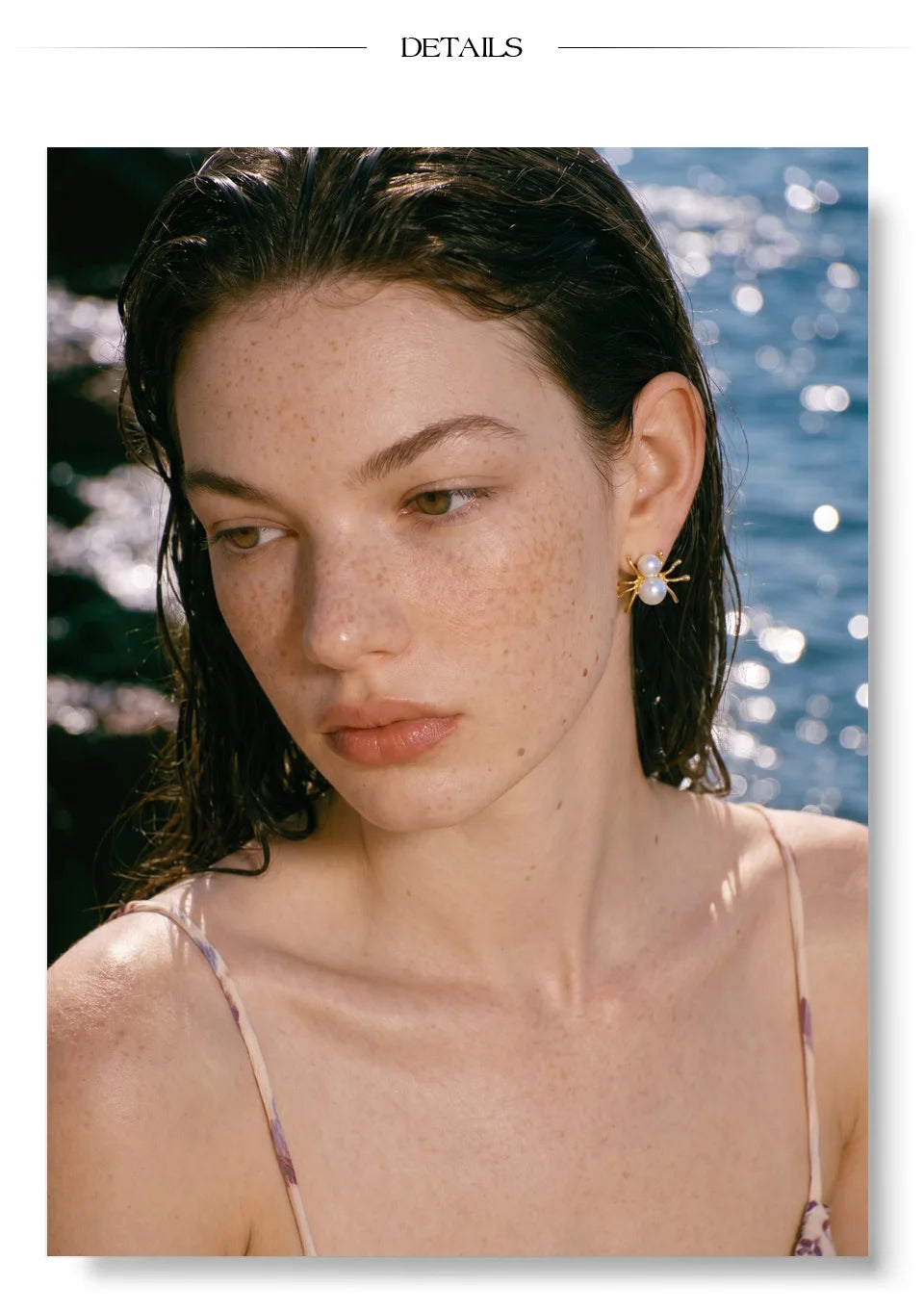 Pearl geometric earrings in gold-plated stainless steel with pearl.