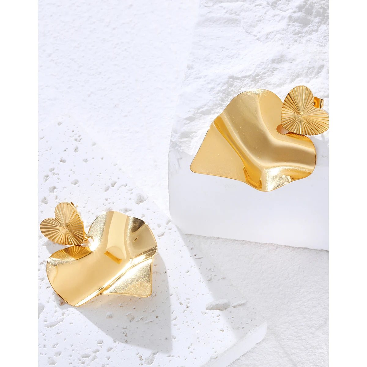 Drop Earrings Irregular Heart Retro — 316L Stainless Steel · PS400
