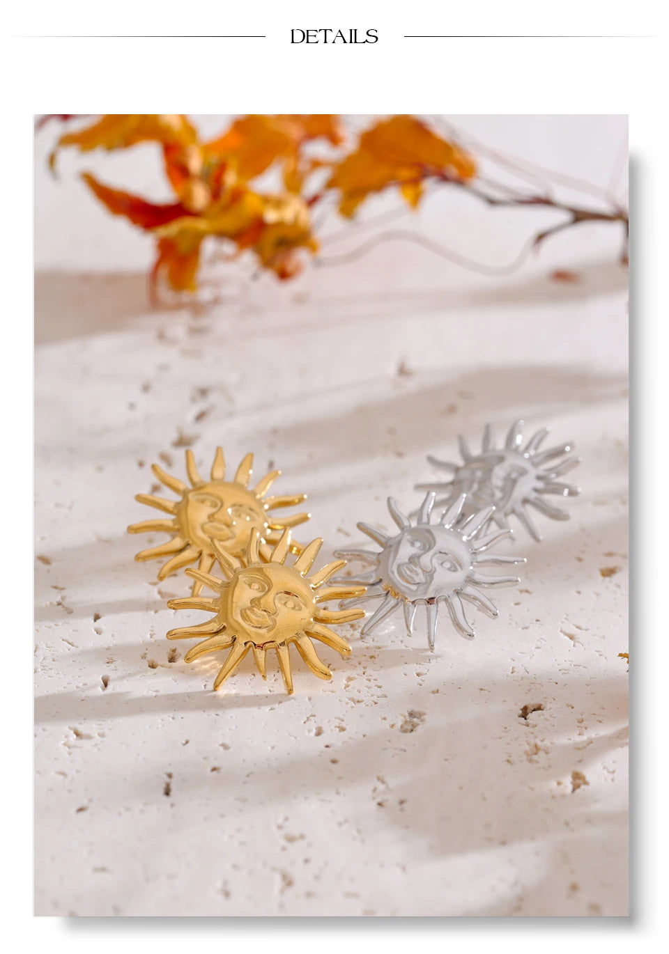 Black Sun Geometric Earrings — Gold-Plated Stainless Steel · PS1699