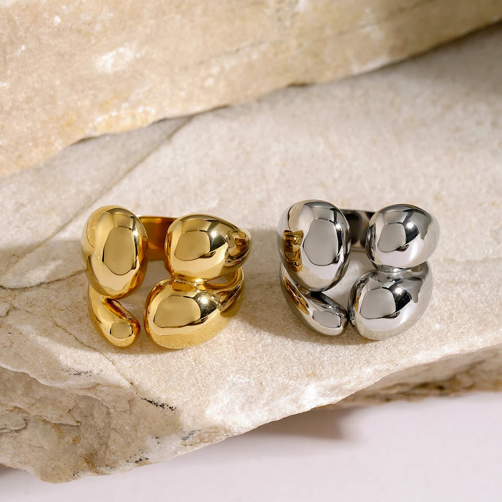 Chunky Statement Ring Stack — Stainless Steel · PS263