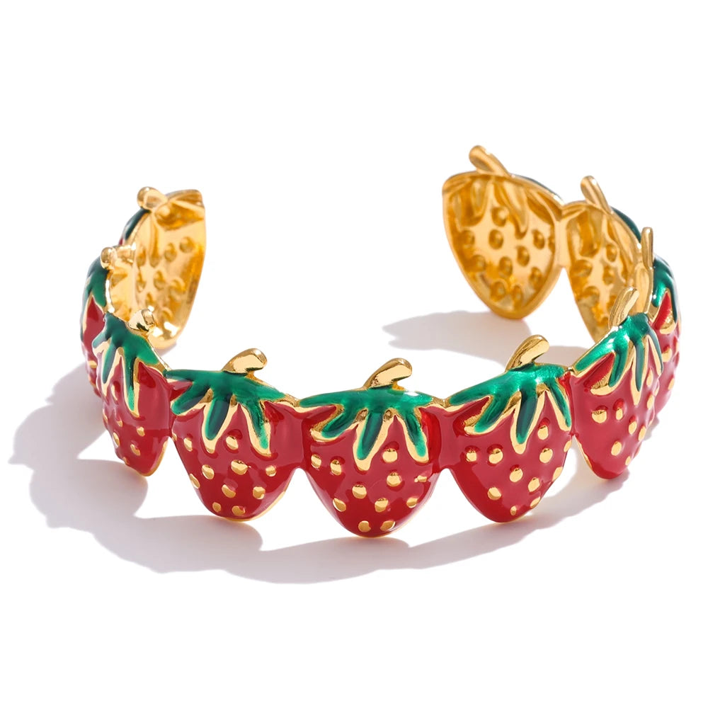 Red Enamel Multi-Color Bracelet — Gold-Plated Stainless Steel with Enamel · PS1601