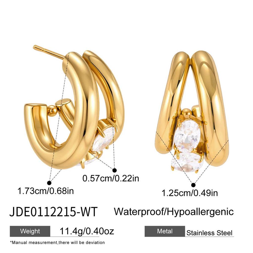 Egg CZ C-Ring Earrings — Stainless Steel · PS301
