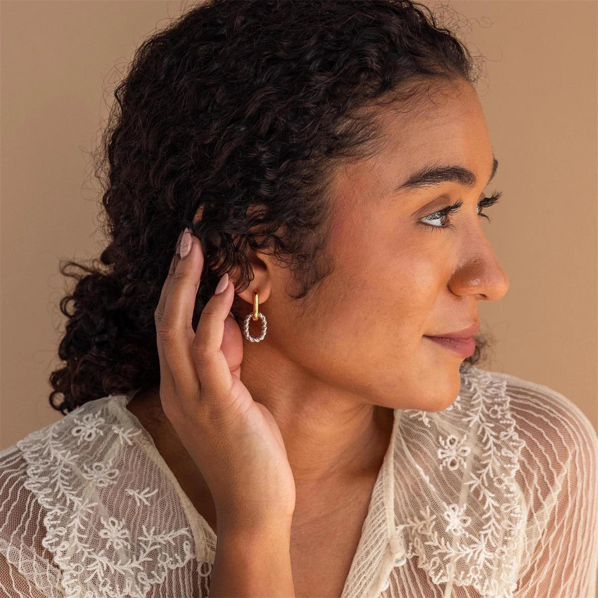 Oval shaped earrings, simple retro cross-border color preservation earrings, gold-plated color preservation earrings