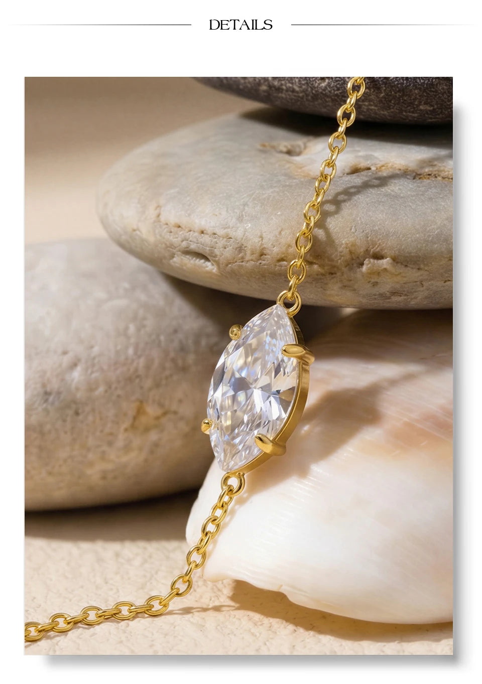Cubic Zirconia Geometric Chain Bracelet — Gold-Plated Stainless Steel with Cubic Zirconia · PS1057