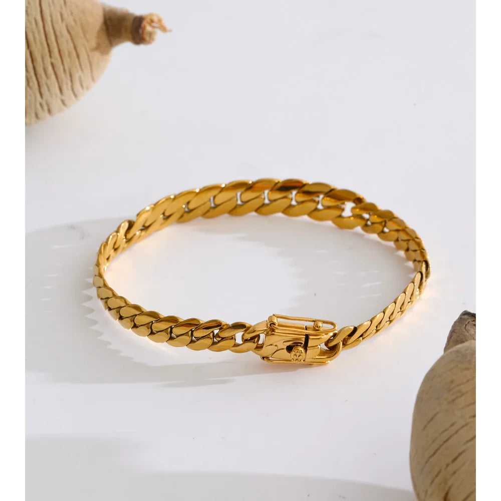 Geometric Chain Bracelet — Gold-Plated Stainless Steel · PS1766