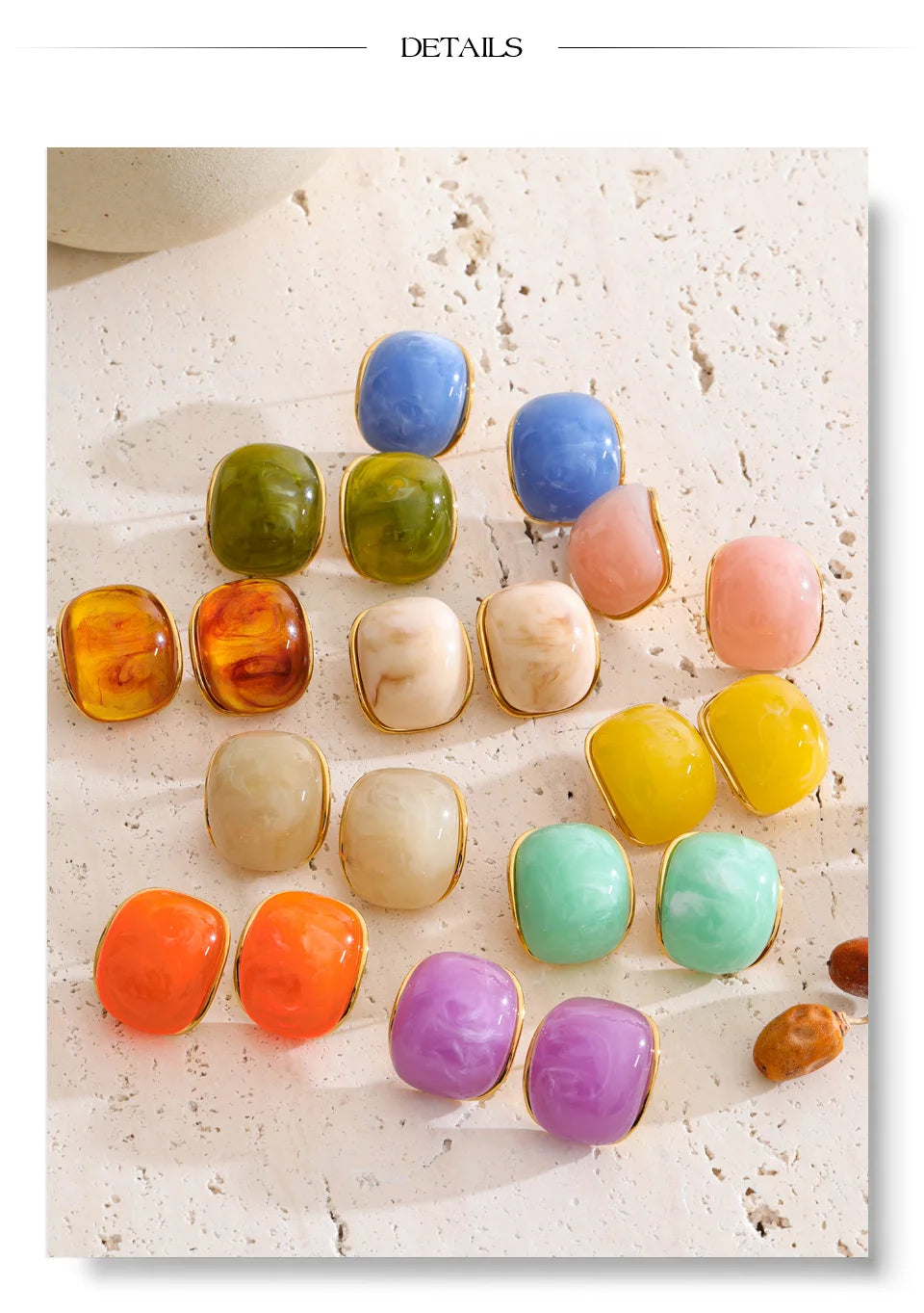 Resin Acrylic Y2K Earrings — Gold-Plated Stainless Steel with Resin and Acrylic · PS1858