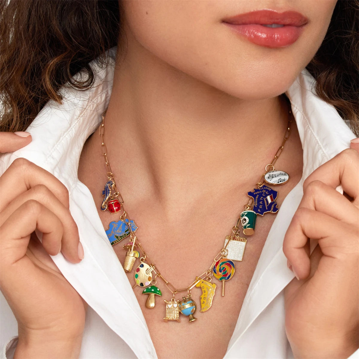 【DIY Pendant】Gold Plated Copper Zircon Inlaid Charm Pendant - PC005