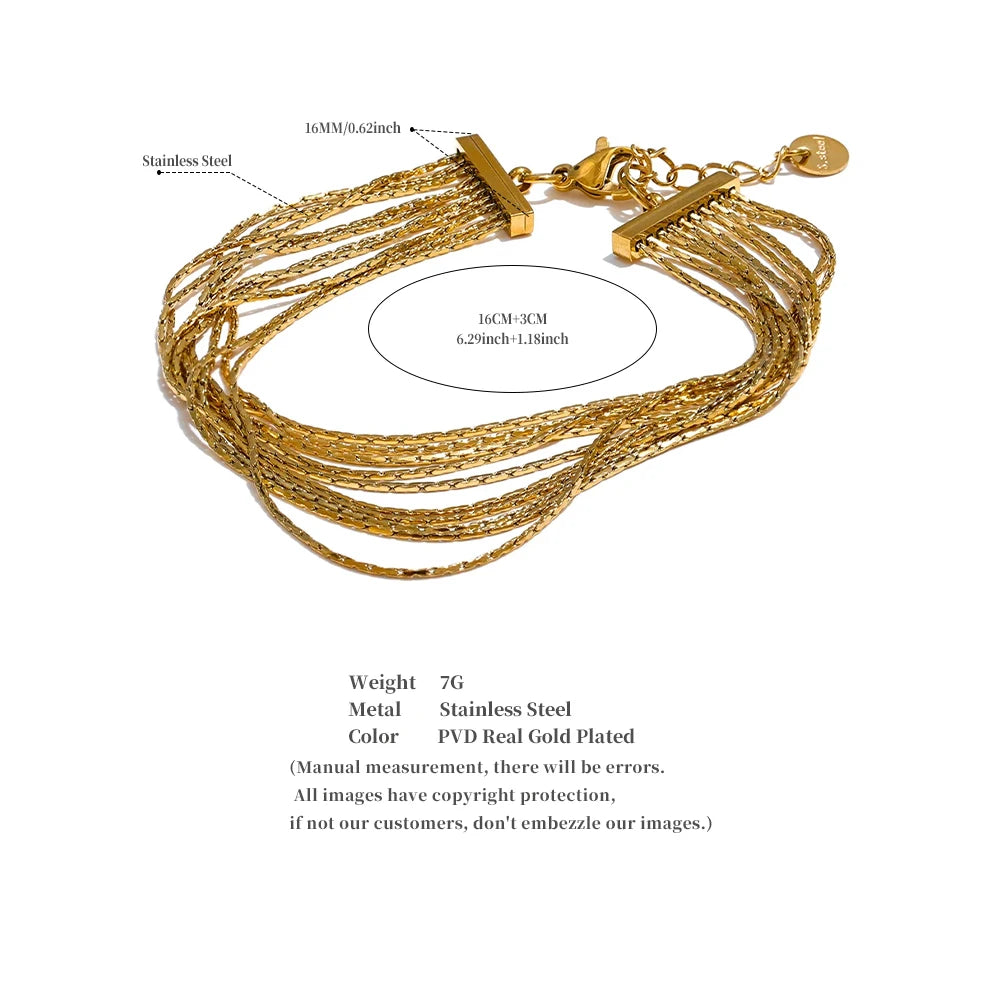Geometric Chain Layered Bracelet — Gold-Plated Stainless Steel · PS1761