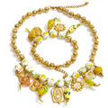 Heart beaded vintage necklace in gold-plated stainless steel.