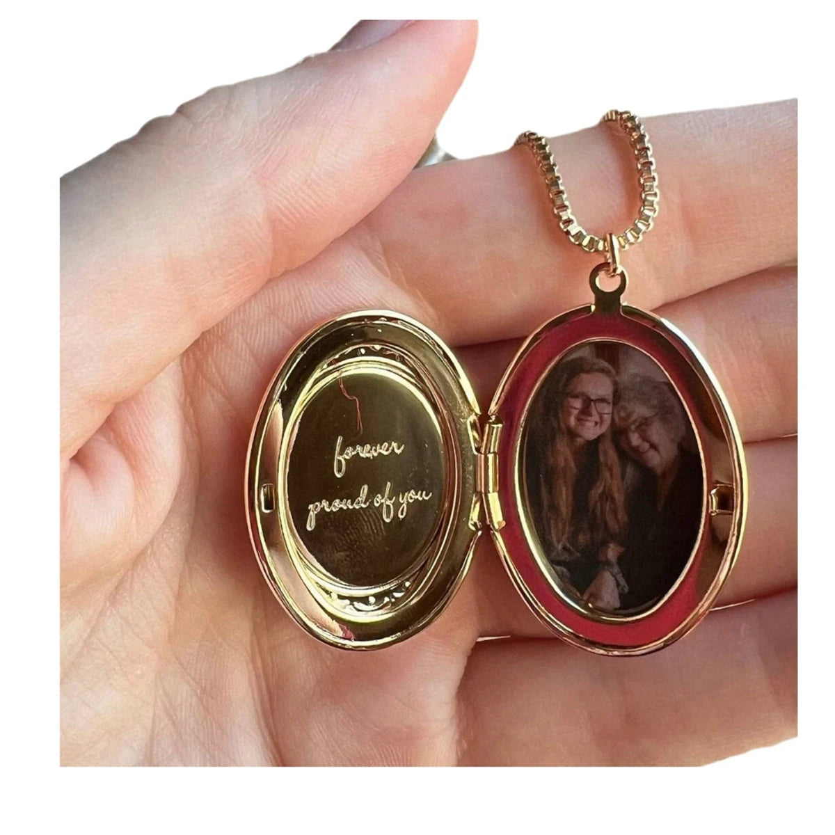 December Flower Opening and Closing Album Necklace Oval Flower Pendant Birth Flower Clavicle Chain Gold Plated Color Preserved