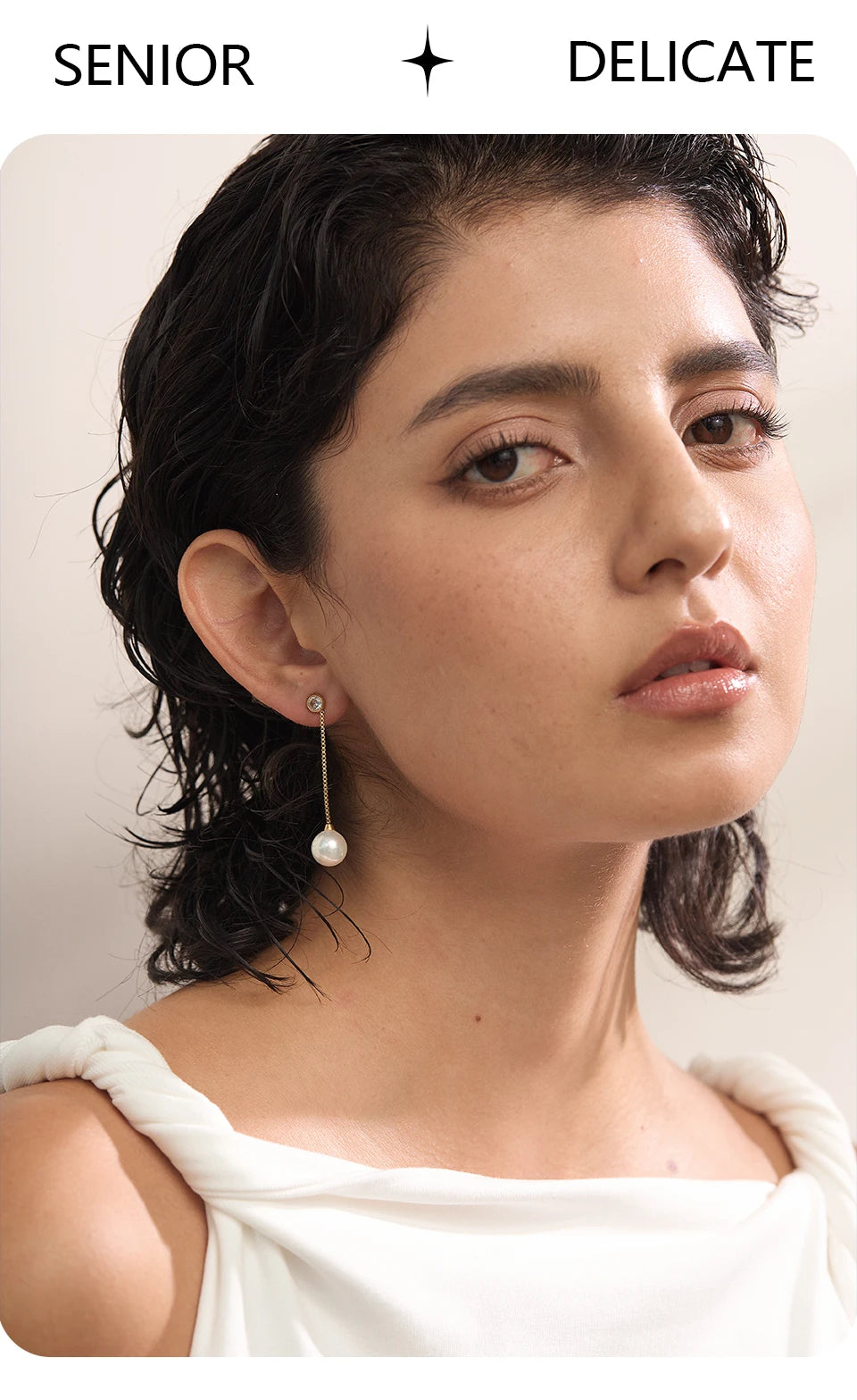 Pearl Geometric Chain Earrings — Gold-Plated Stainless Steel with Pearl · PS1602