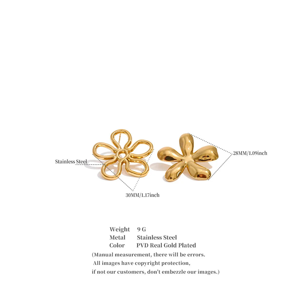 Flower Earrings — Gold-Plated Stainless Steel · PS1315