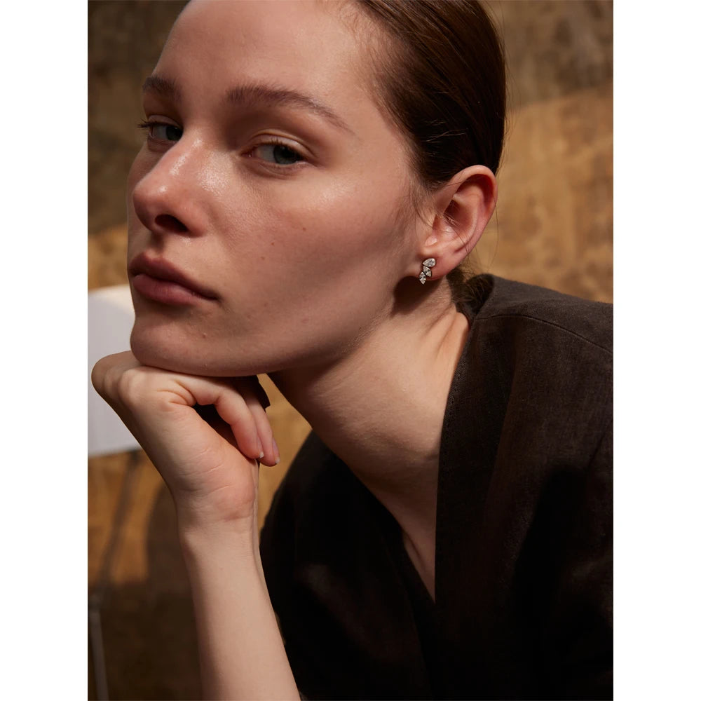 Cubic Zirconia Geometric Earrings — Gold-Plated Stainless Steel with Cubic Zirconia · PS1869