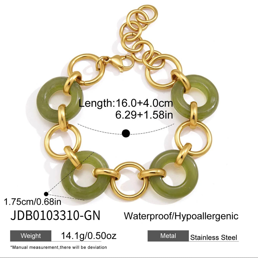 White Green Resin Bracelet — Stainless Steel · PS379