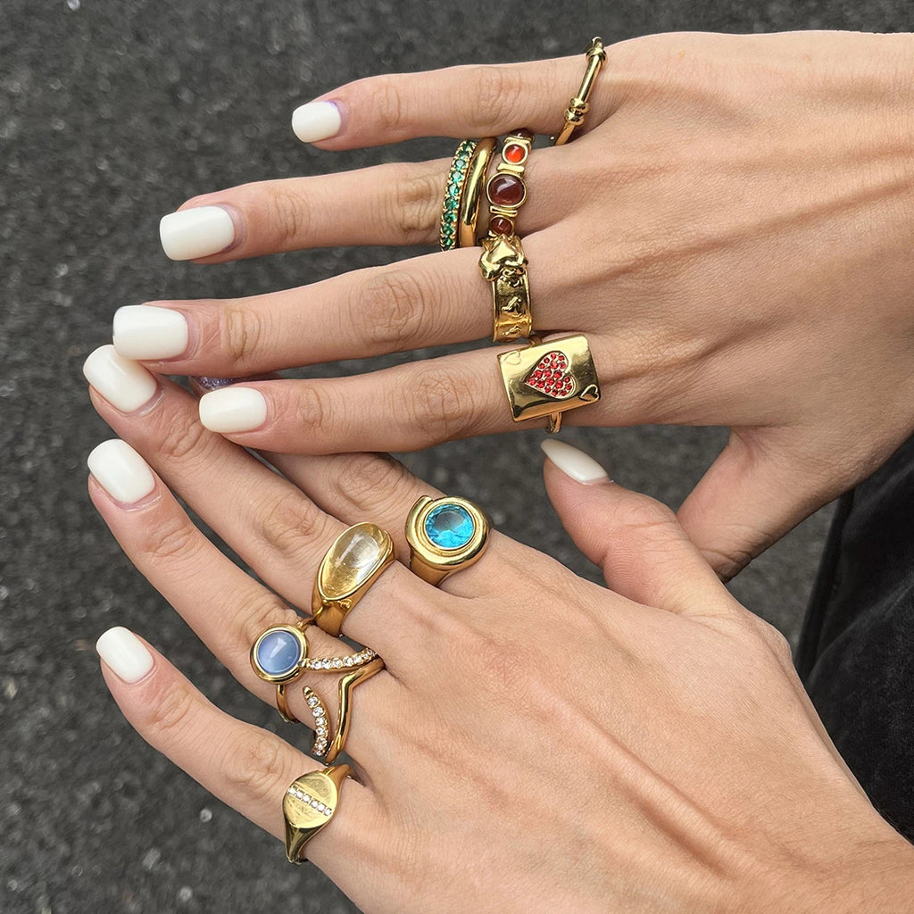 Color Stone Ring Stack — Stainless Steel · PS224