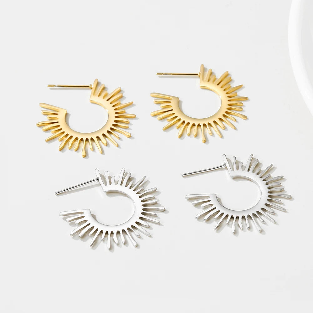 Hoop Earrings Metal Charm Y2K — 316L Stainless Steel · PS404