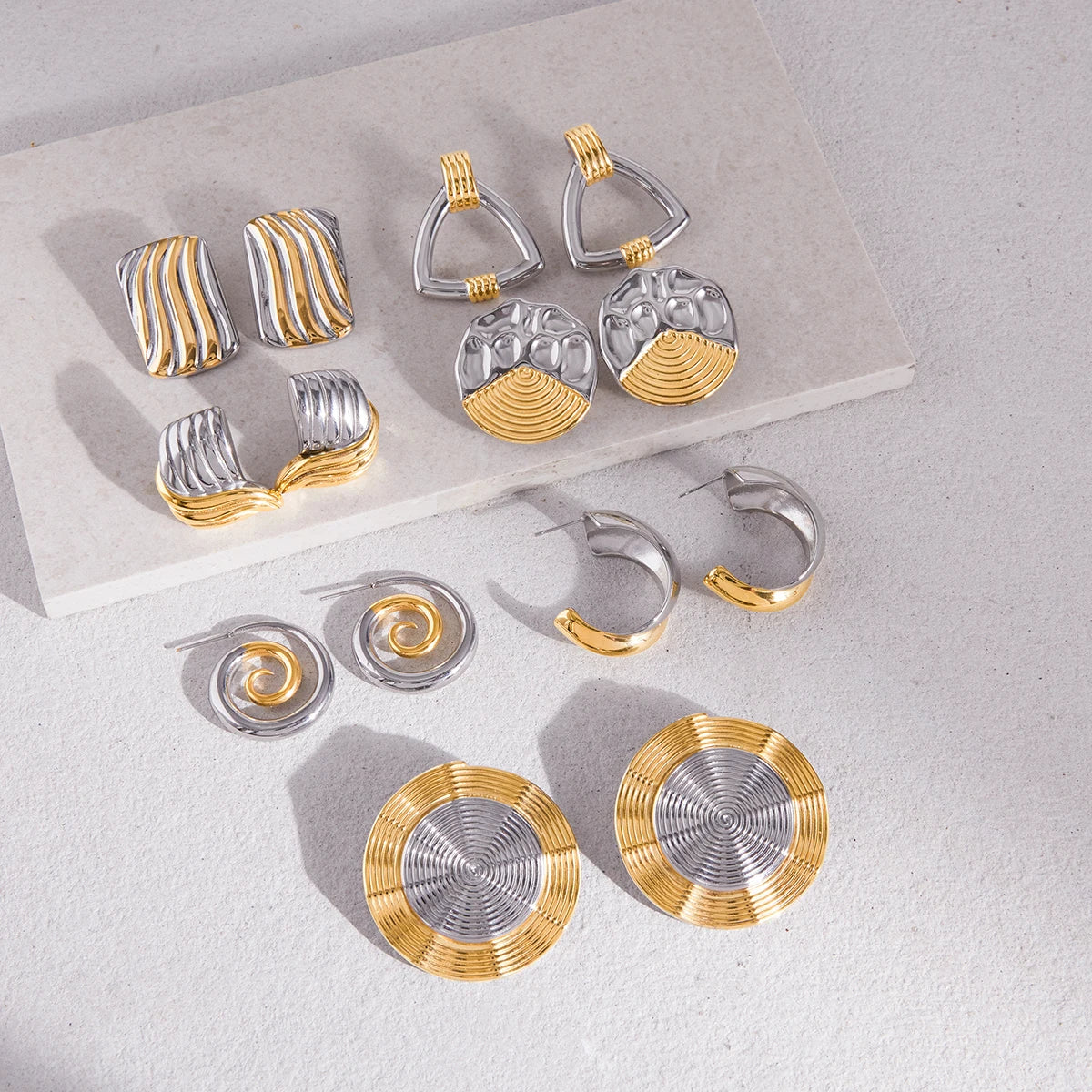 Sculptural Silver Earrings — Stainless Steel · PS111